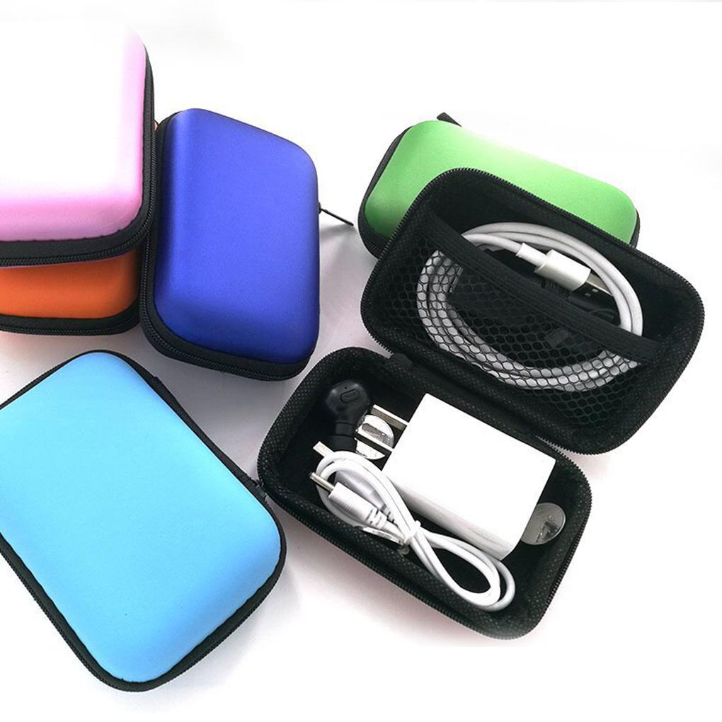 Headphone Data Cable Storage Case Charger Power Bank Rectangular Phone Line Headset Box EVA Zipper Bag Pocket Pouch Travel Storage Space Saving Bags