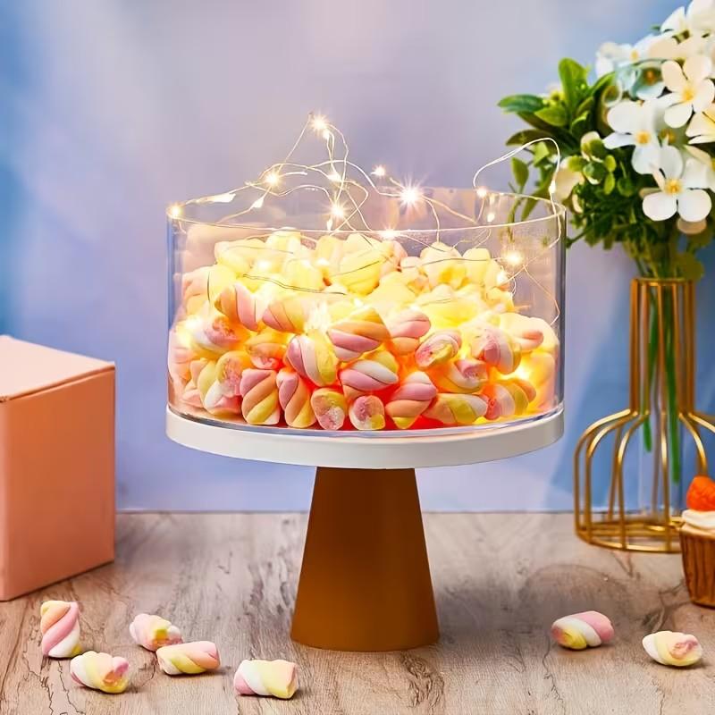 2pcs Transparent Acrylic Cake Stands - Stackable Nesting Cylinder Display Stands with Fillable Tiers, Suitable for Wedding Birthday Party Dessert Display, Reusable Tiered Cake and Cupcake Stands, Event Tableware Safe Design | Clear Style | Smooth