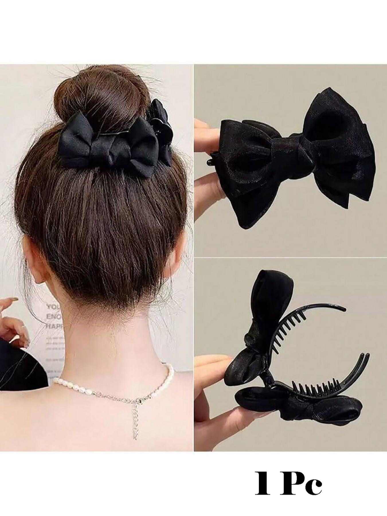 2Pcs Elegant Non-Slip Bow Accent Hair Claws, Suitable for Bun & Ponytail, Hair Clips for Women, Hair Accessories, Claw Clips, Hair Claw Set