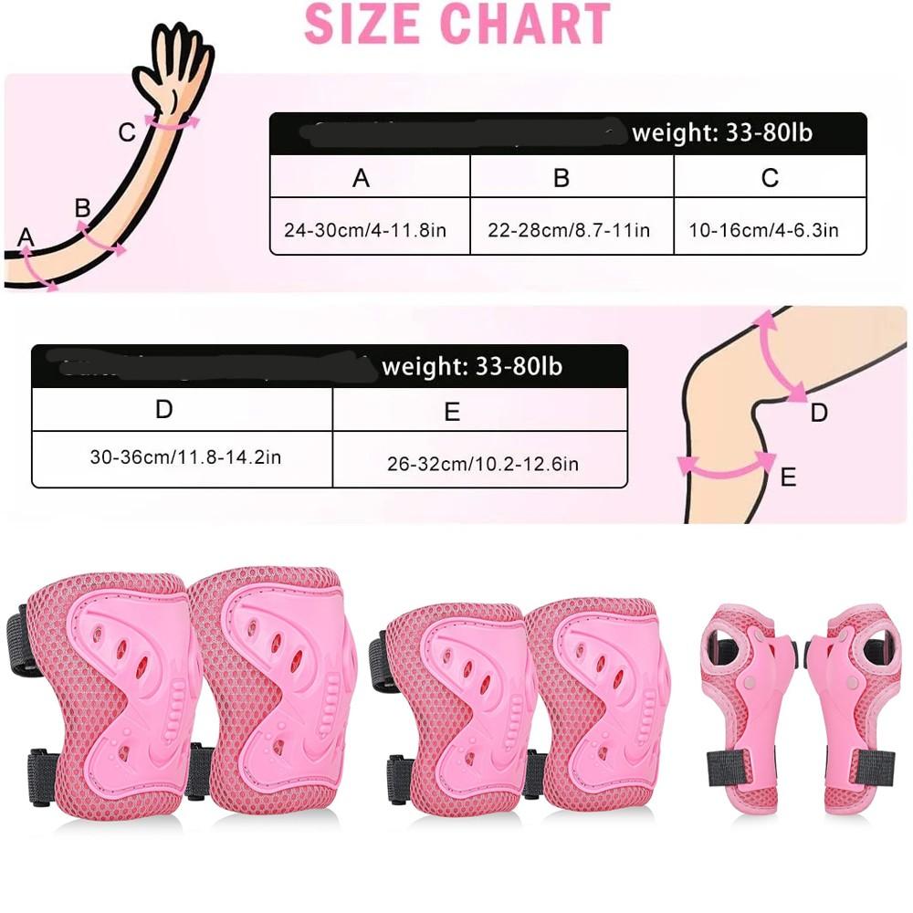 6PCS Youth Protective Gear Set Knee Elbow Wrist Pads, Safety Protector for Skateboard Bicycle Ice Skating Cycling Sport