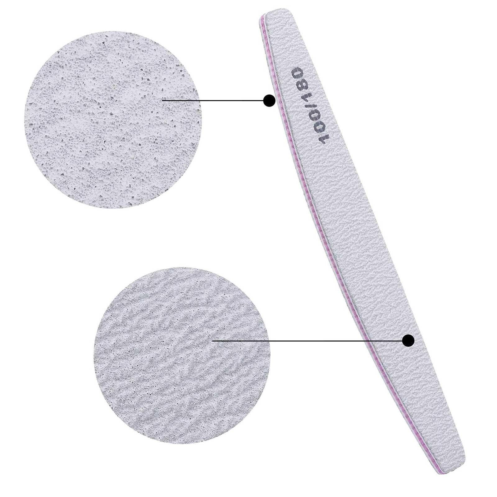 80/100 Grit Nail File (Pack of 10), Sandboard Suitable for Acrylic and Gel Nails, Double-sided Nail File, Professional Nail File, Reusable