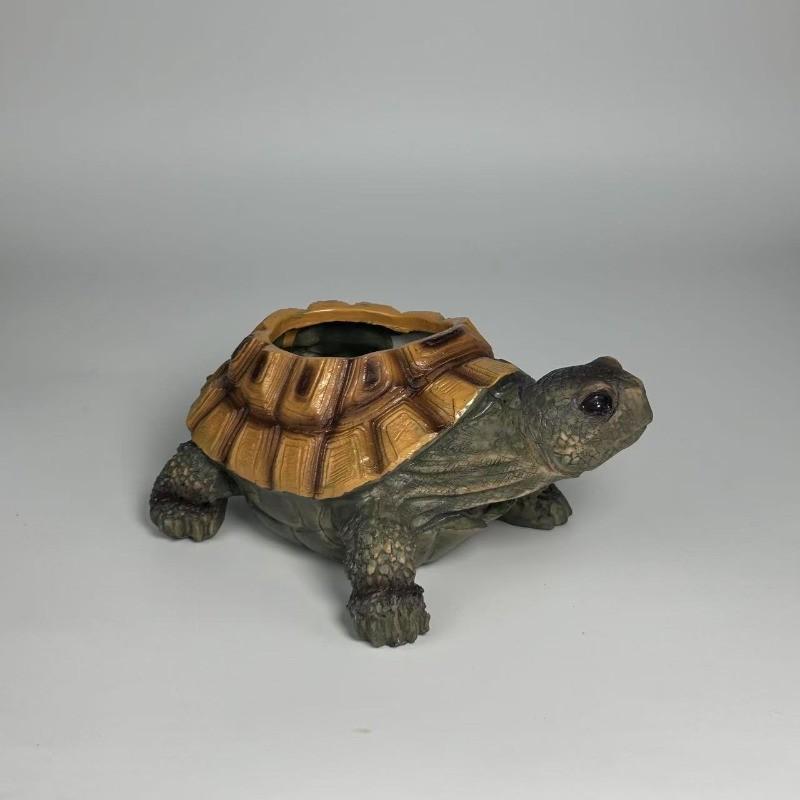 Creative Turtle Resin Planter, Vintage Style Drainage Pot, Ideal for Succulents and Plants, Indoor/outdoor Garden Decor