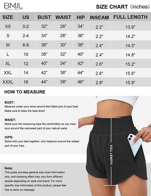 BMJL Women's Athletic Shorts High Waisted Running Shorts Pocket Sporty Shorts Gym Elastic Workout Shorts