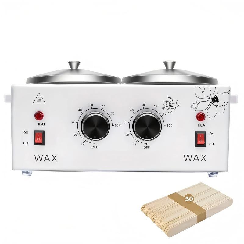 Professional Electric Wax Heater Machine with Adjustable Temperature 0-80°C Dual Pots Fast Overheat Protection for Home Salon Use Hair Removal Waxing Machine for Women Men Compatible with All Wax Types Sleek Design