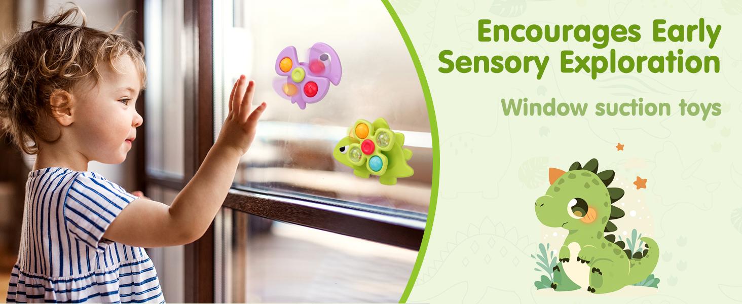 3PCS Dinosaur Suction Cup Toys for 1 Year Old Boys Girls |     Sensory Baby Bath Toys for Toddlers 1-3 |     Infant Travel & Window Toys |     BirthdayBest-selling accessories