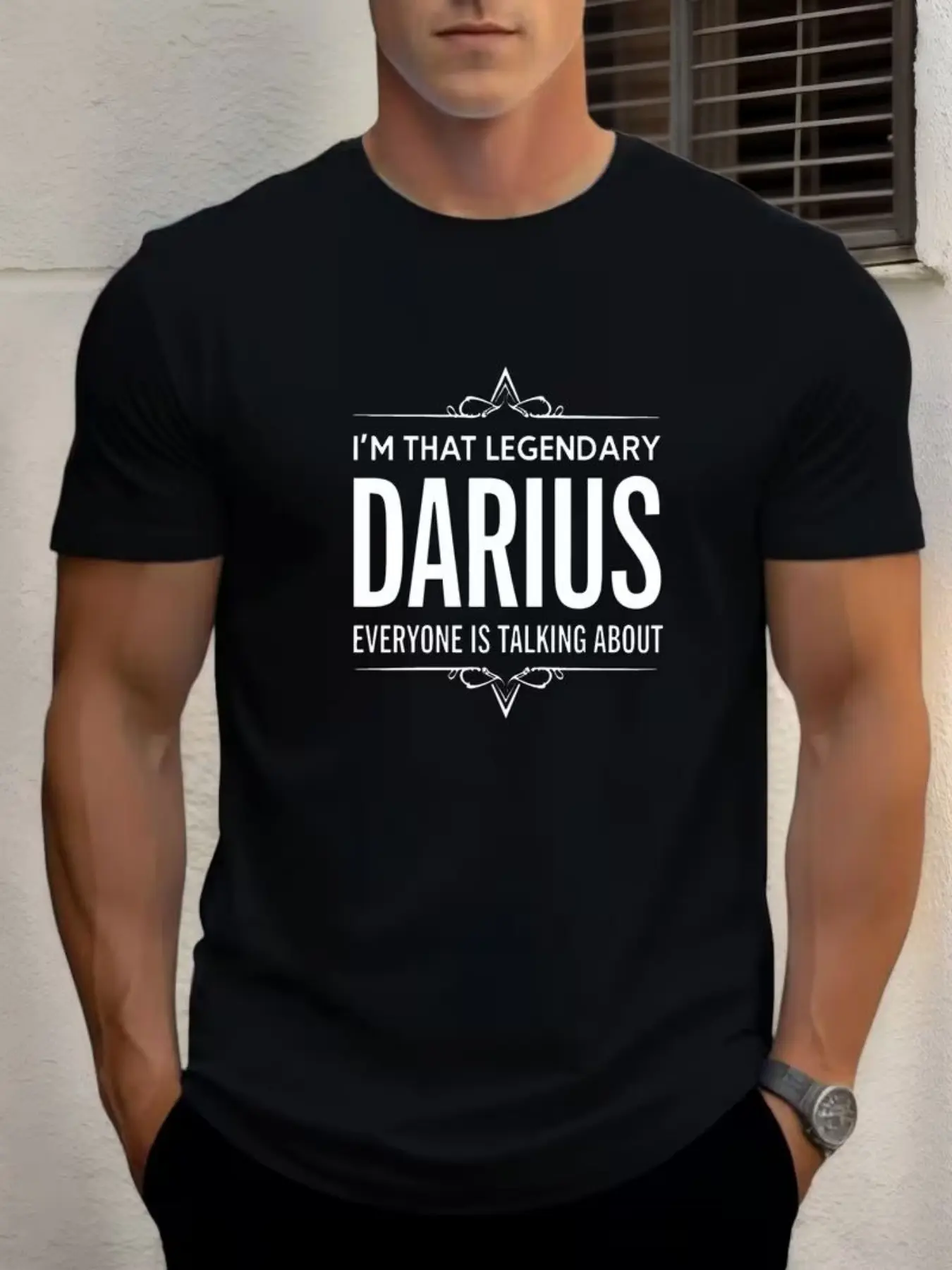 Darius Bold English Retro Border Print, Daily Casual Pattern, Unique Personalized Design, Perfect for Everyday Wear