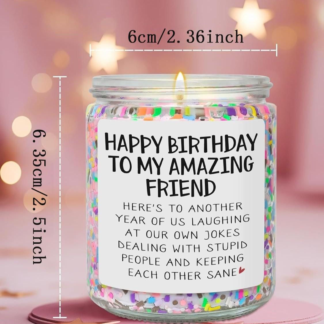 Best Friends Birthday Gifts for Women Friendship - Funny Sister Birthday Gifts for Friend Female BFF Bestie Gift for Women, Vanilla Cake Scented Bday Candles Happy Bday Decorations