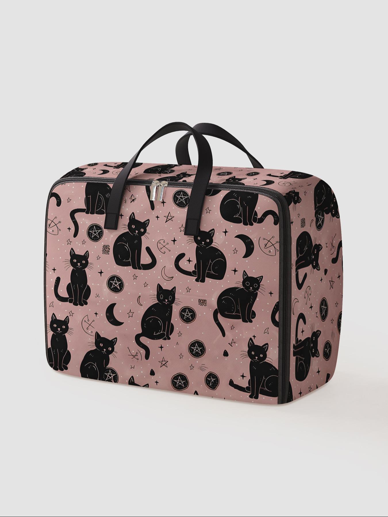 Cat Pattern Storage Box, Space-Saving Large Handheld Organizer, Home Organizer Storage, Ideal for Moving, Travel, Camping, Dormitory, Bedroom, Blankets