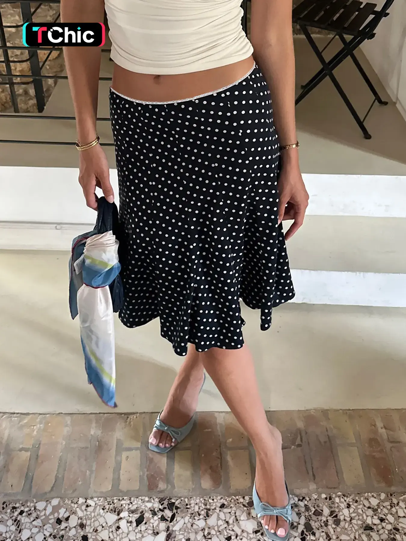 Women's All Over Polka Dot Print Mermaid Skirt, Casual Drop Waist Skirt for Daily Wear, Ladies Fall & Winter Bottoms, Boho Casual Skirts, Casual Fashion Skirt, Bohemian Skirt, Bohemian Style Skirt