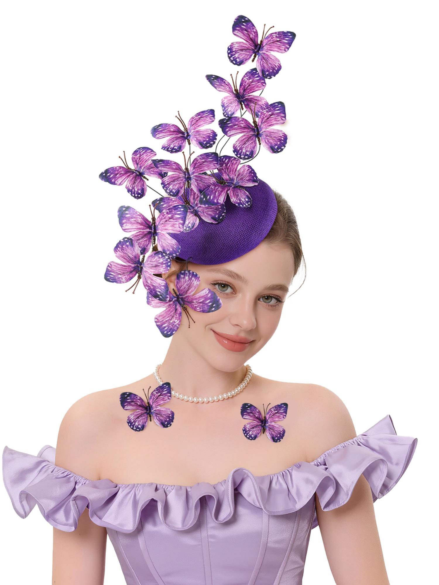 Butterfly Fascinator Hat Feather Tea Party Hat Monarch Butterfly Headband Fascinators for Wedding