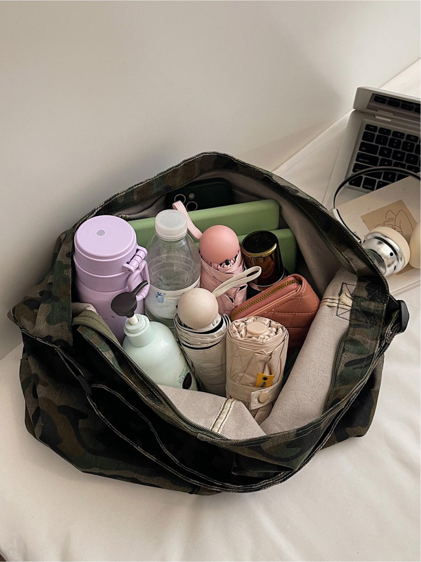 Camouflage Canvas Large Backpack, Leopard Print Crossbody Shoulder Bag, Fashion Vintage Unisex Bag for Commuting, Shopping, School, Work