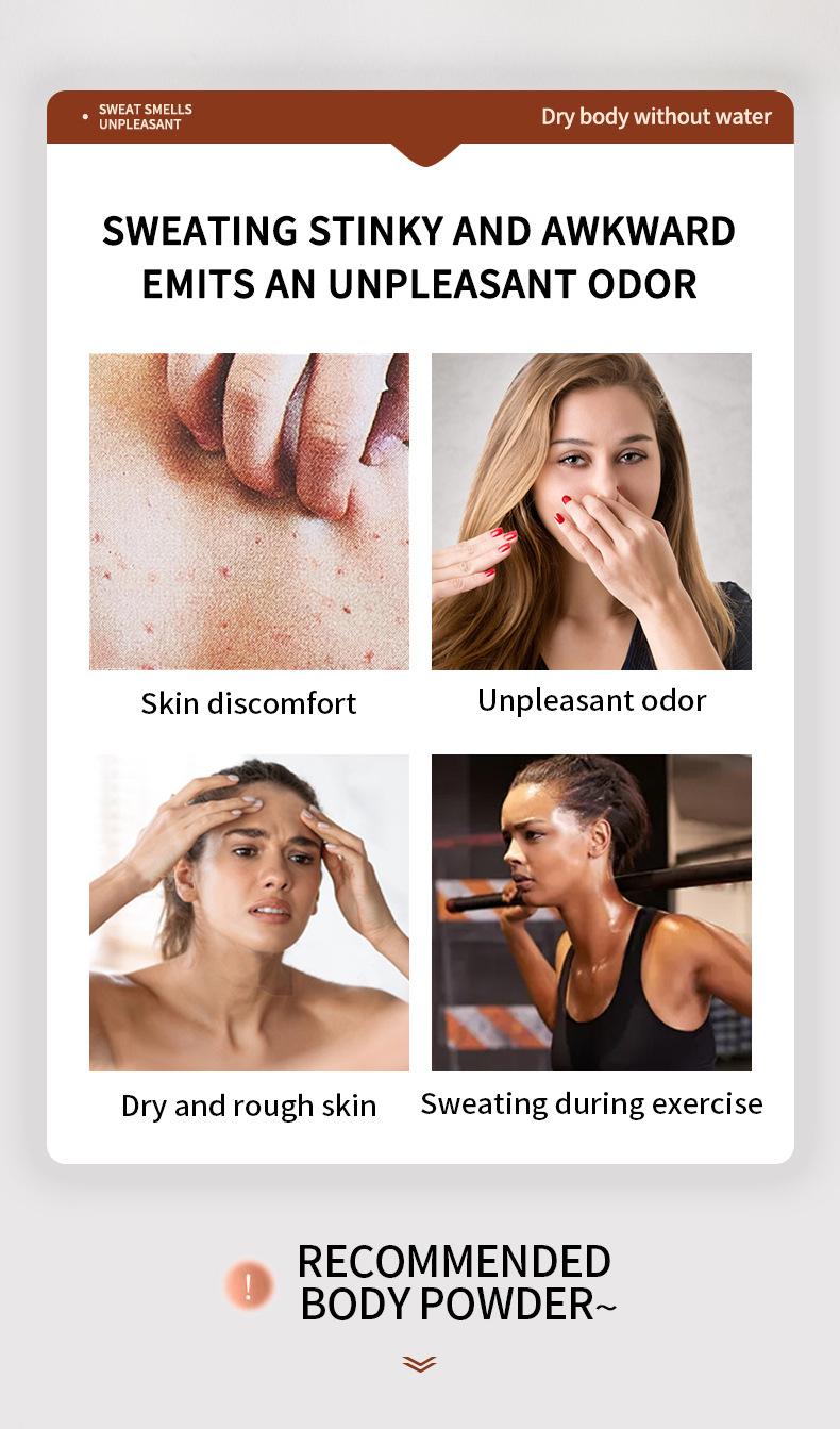 Body Powder - Dry & Absorbent, Cooling Antiperspirant, Odor Eliminating & Long-lasting Dryness, Talc-free Formula, Suitable for All Over Body, Refreshing & Non-sticky, Summer Essential Oil Control & Sweat-absorbing Powder