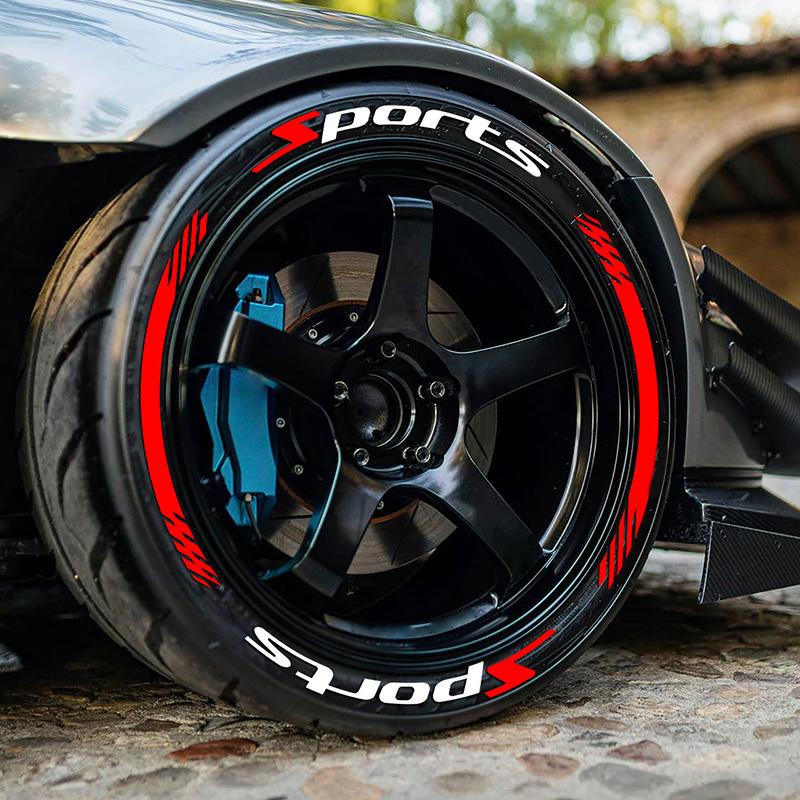 4pcs/Pack Sports Tire Letter Sticker, Tire Modification Decorative Letter Stickers Car Auto Accessories For Car Motorcycle (glue and accessories not included), Wheel Decal, Rim Decals