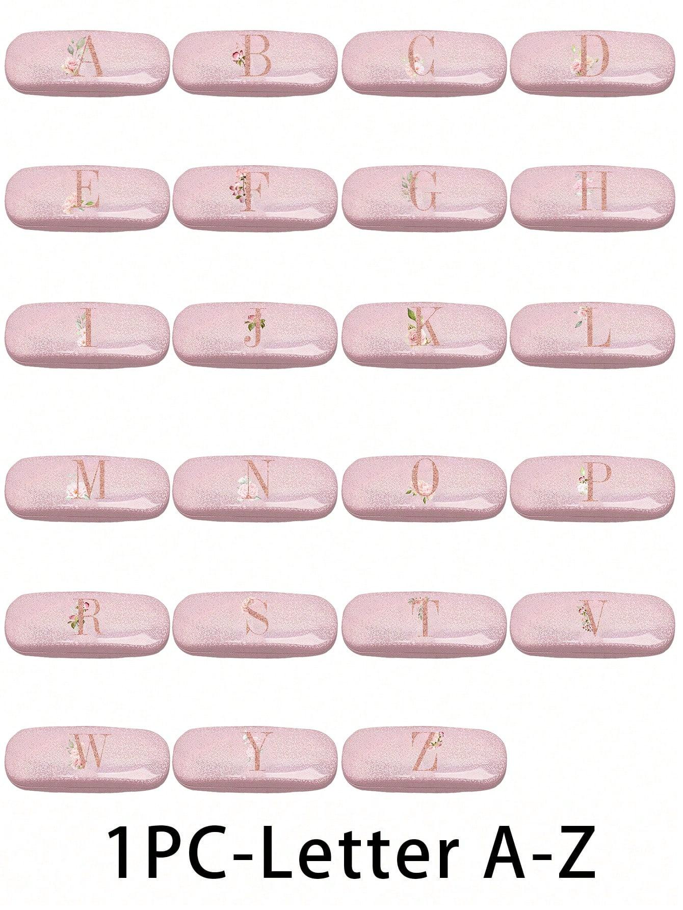 Pink Shiny Flower Letter PU Leather Glasses Storage Case, Portable Magnetic Glasses Storage Box, Sports Fashion Glasses Case Glasses Bag Travel Bag Portable Glasses Bag, Designed Glasses Case for Men, Women, and Students Glasses Accessories