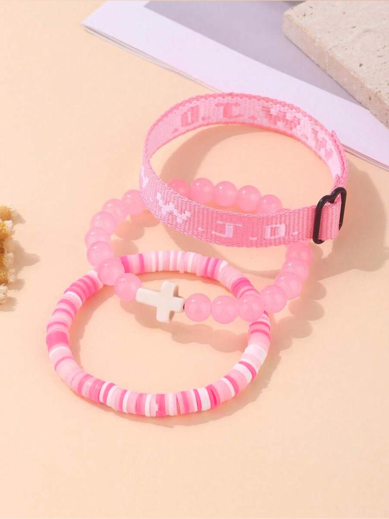 Wwjd Beaded Bracelet With Cross Charm, Exquisite Jewelry For Birthday Gift