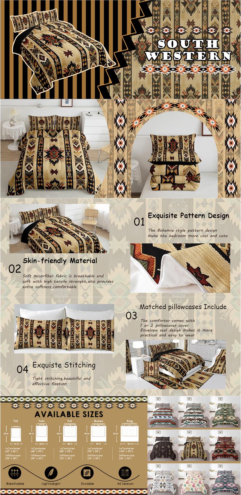 Wood Southwestern Bedding Set,Home Decor Comforter Set,Tribal Native American Indian Design Vinatge Comforter,Exotic Style Stripe Line Duvet Set