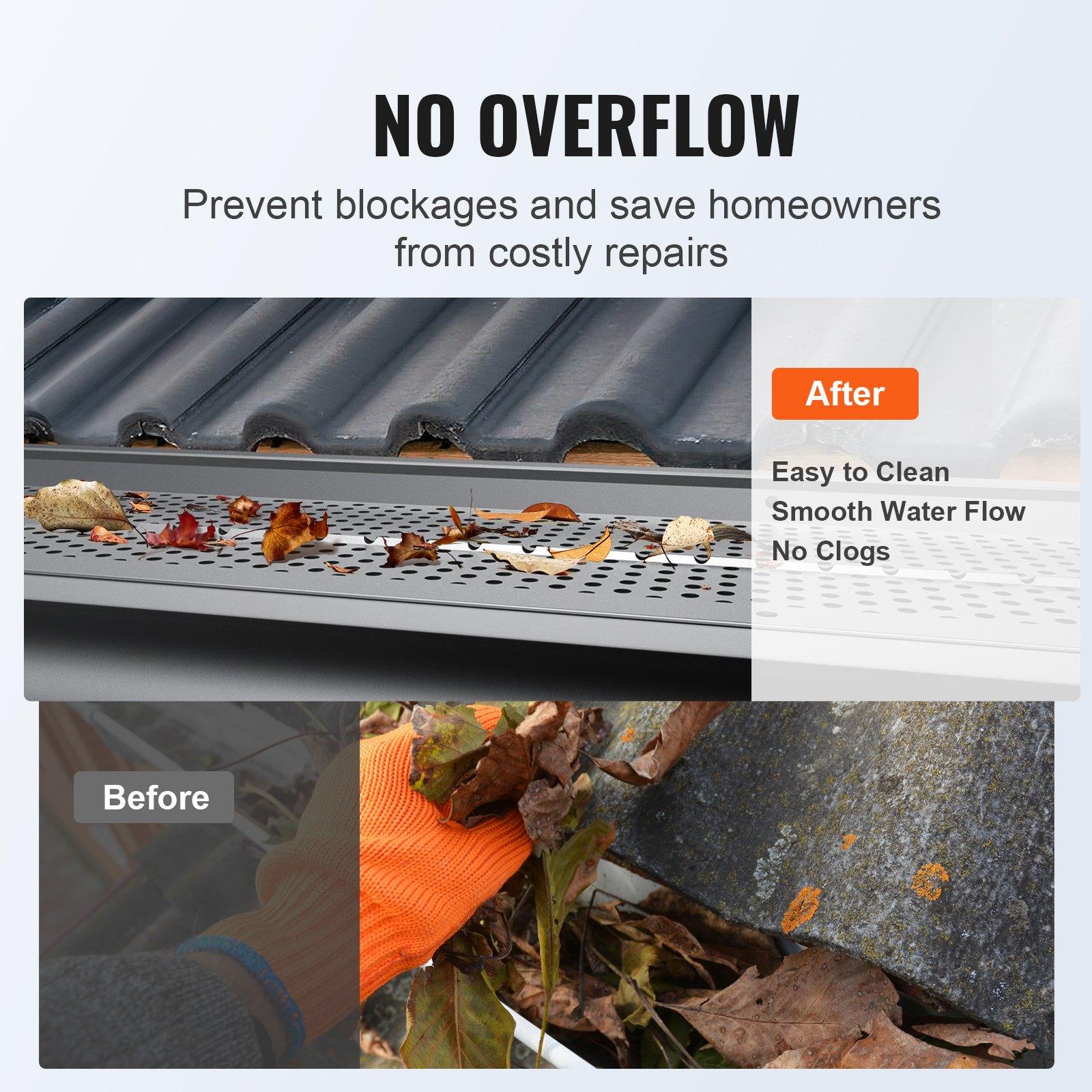 VEVOR Gutter Guard, 6 inch Width, Aluminum Leaf Filter DIY Gutter Cover, 52 PCS 208 ft Total Length, 0.157'' Hole Diameter & 0.02'' Thick Gutter Guards Fits Any Roof or Gutter Type VEVOR Gutter Guard, 6 inch Width, Aluminum Leaf Filter DIY Gutter Cover, 52 PCS 208 ft Total Length, 0.157'' Hole Diameter & 0.02'' Thick Gutter Guards Fits Any Roof or Gutter Type