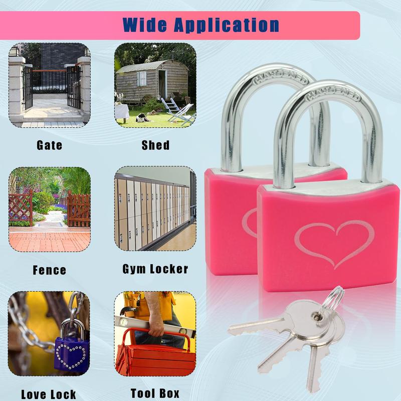 2-Pack Pink Padlocks with 3 Keys Each – Durable 1-9/16" (40mm) Aluminum Lock Body, Keyed Alike for Easy Use, Perfect for Gym Lockers, Gates, Sheds, Storage Units, Fences, Toolboxes – Stylish & Secure Locks for Everyday Protection