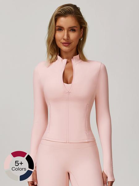 Women's Autumn Winter Zipper Long Sleeve Quick-Dry Yoga Jacket, Outdoor Casual Running Sports Gym Top, Breathable Activewear
