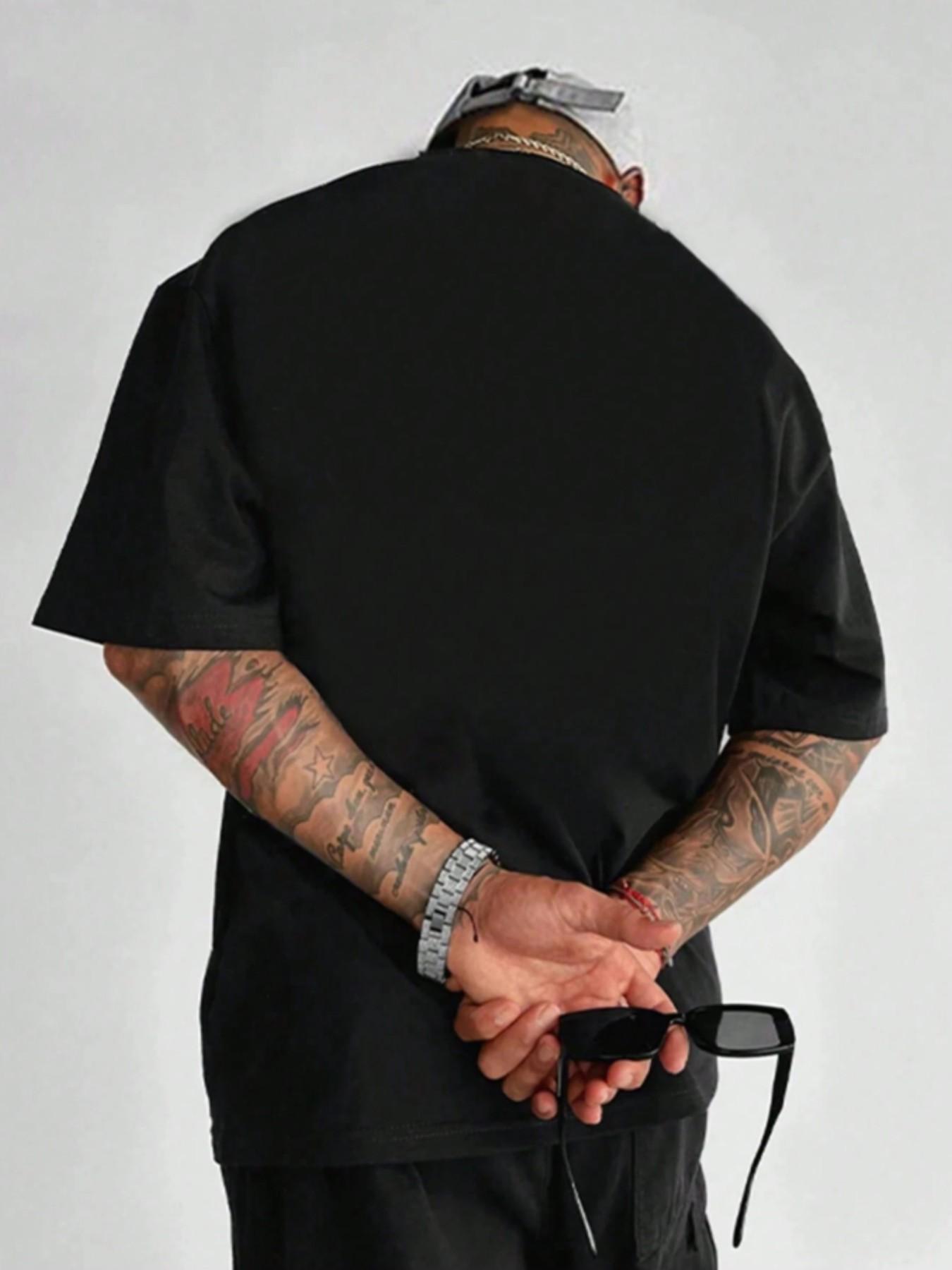 Men's Casual Street Style 67 Number Print Short Sleeve T-Shirt, Slim-Fitting, All over Print, Summer Wear, No Zipper, No Button