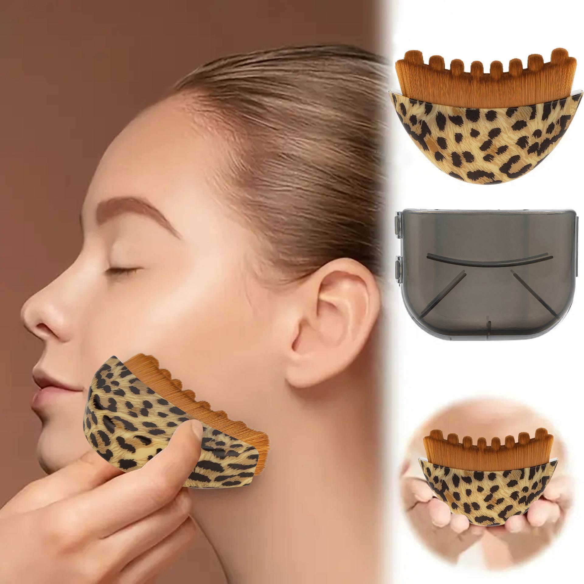 Single Pack/Three Pack Lymphatic Contour Leopard Print Facial Brush Gua Sha Eye and Neck Care Brush