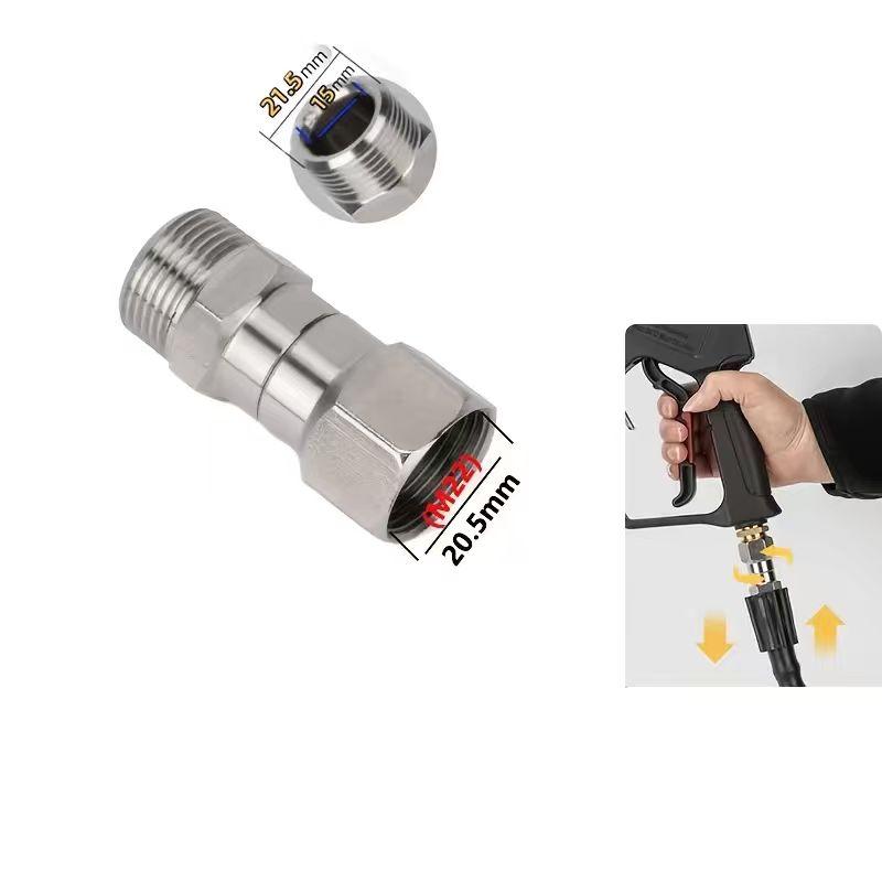 High Pressure Washer Rotating Adapter, M22-14mm/15mm to M22 Anti-Twist Connector, 360 Degree Rotation, for Water Gun, Hose