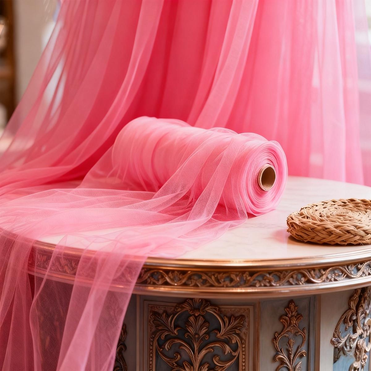 This romantic wedding tulle fabric is lightweight and flowy, creating a beautiful ambiance. Suitable for wedding arches, banquet venues, tent decorations, and can also be used for birthday parties, holidays, and ceiling hangings.