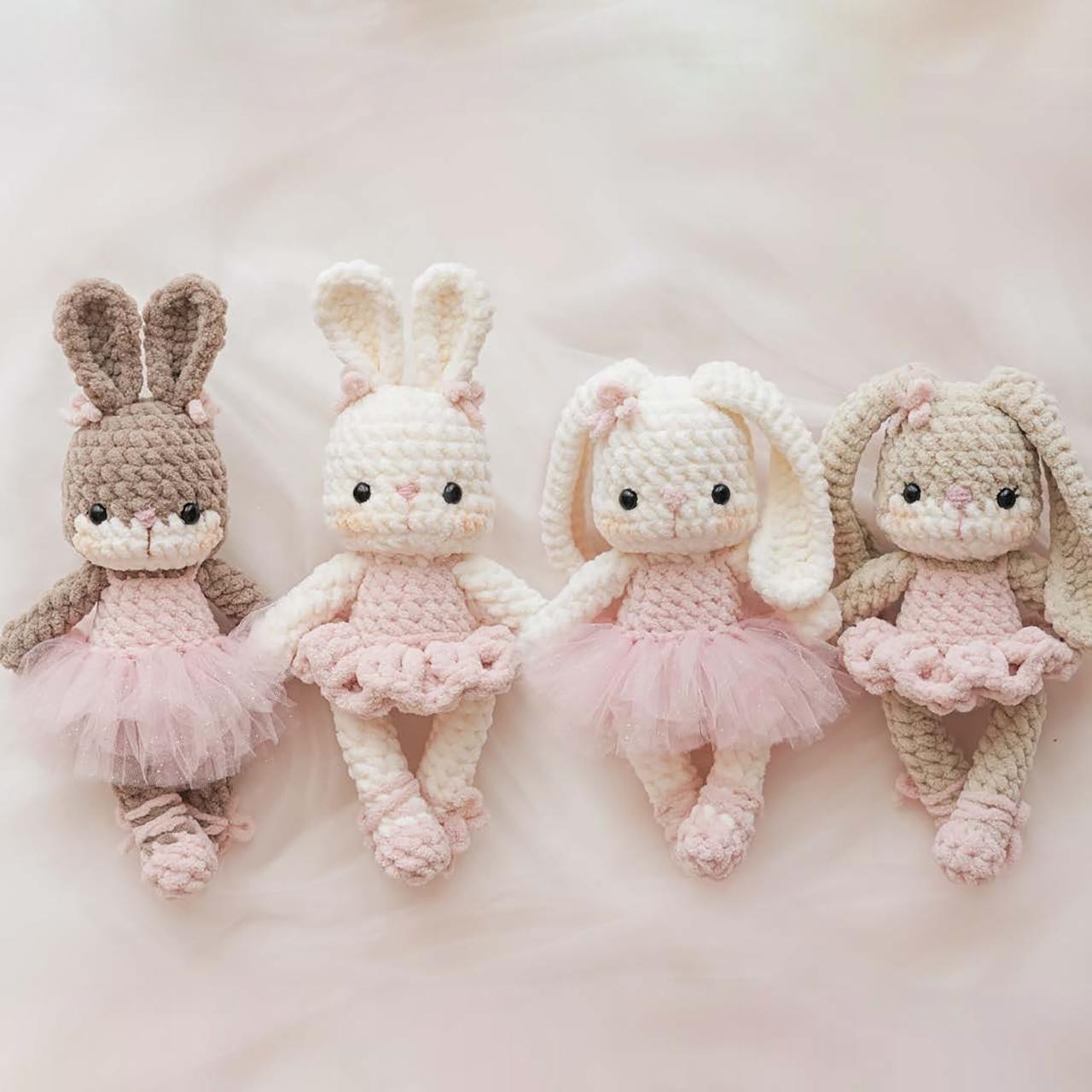 6Pcs Animal Crochet Kit for Beginners, Beginner Crochet Kit for Adults with Step-by-Step Text Tutorials, Ballet Rabbit and Ballet Mouse DIY Knitting Kit, Cute Funny Spring and Summer Home Decorative Ornaments, Birthday Festival Gifts, Crochet Set
