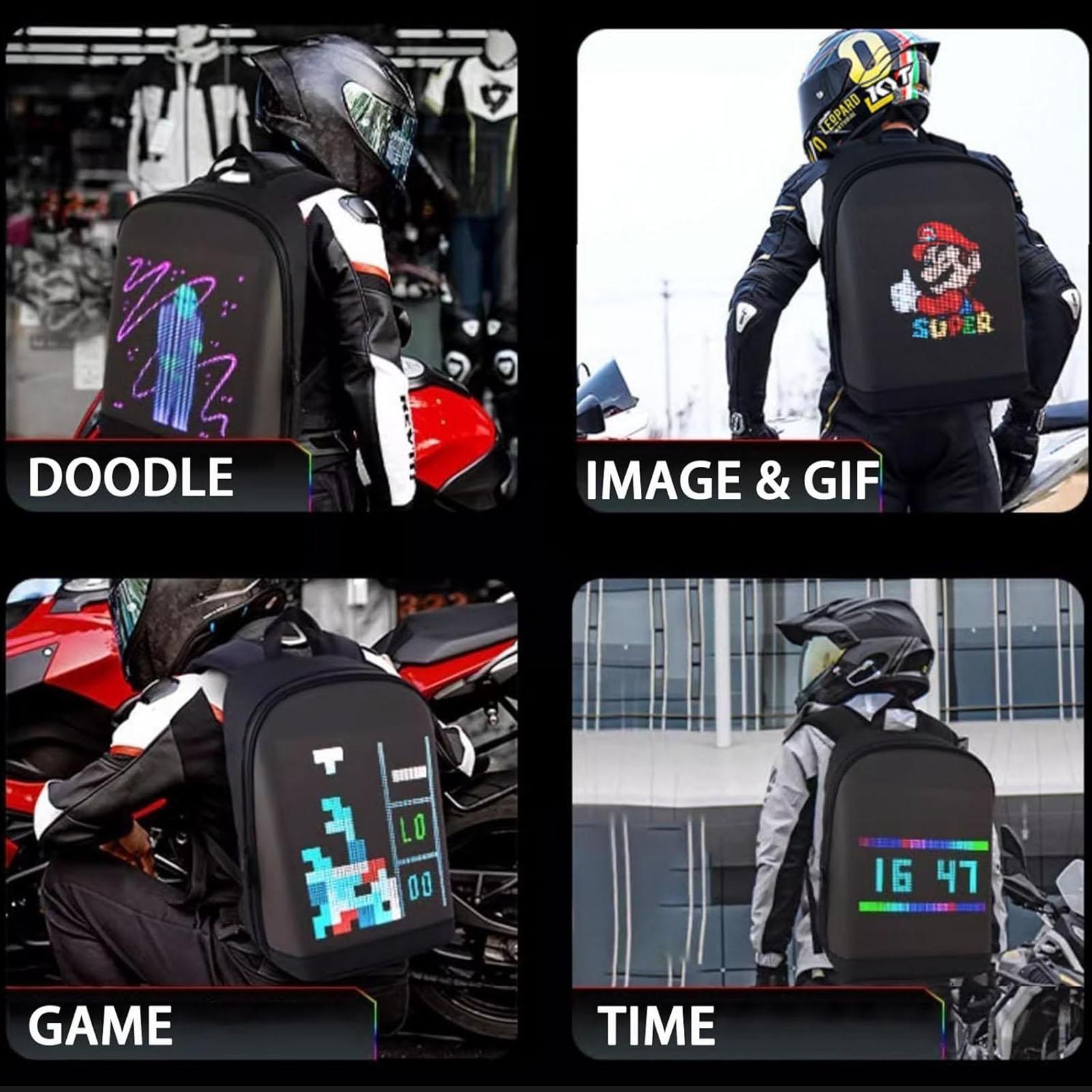 Smart LED Backpack with Bluetooth Connection, Laptop Backpack, Men's Cool Backpack Suitable for Motorcycles and Bicycles