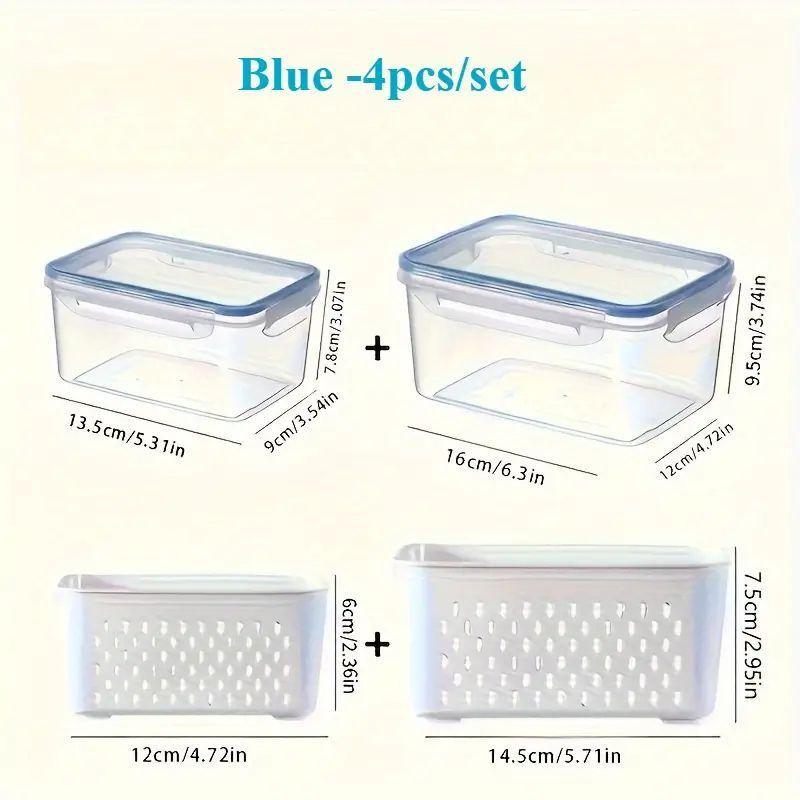 2-Piece Draining Basket Set, Square Food Storage Box, PP Material Reusable Refrigerator Organizer, Ideal for Onions, Herbs, Fruits, Eggs