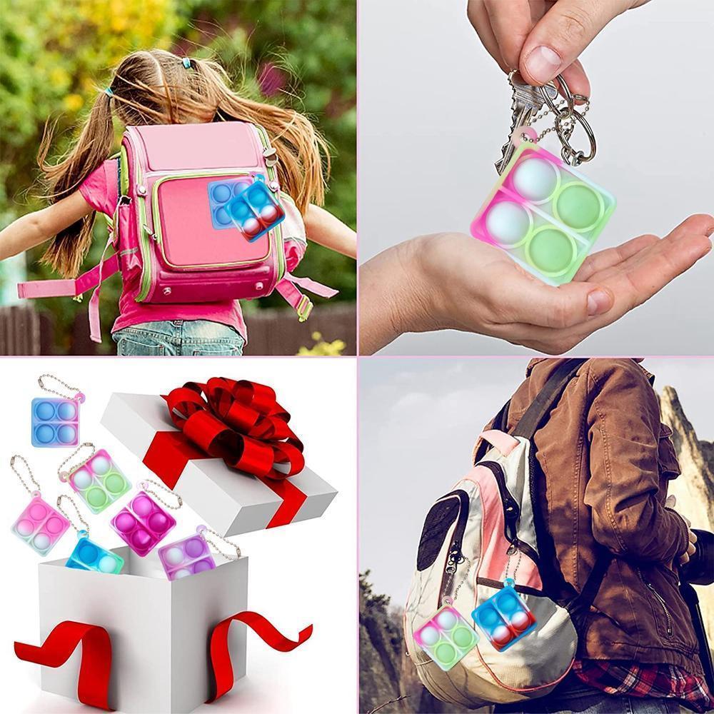 12/24/48Pcs Mini Pop Fidget Toy Pack Kit Keychain Stress Relief Toys Party Favors Office Desk Toy for Kids Adults Brinquedos