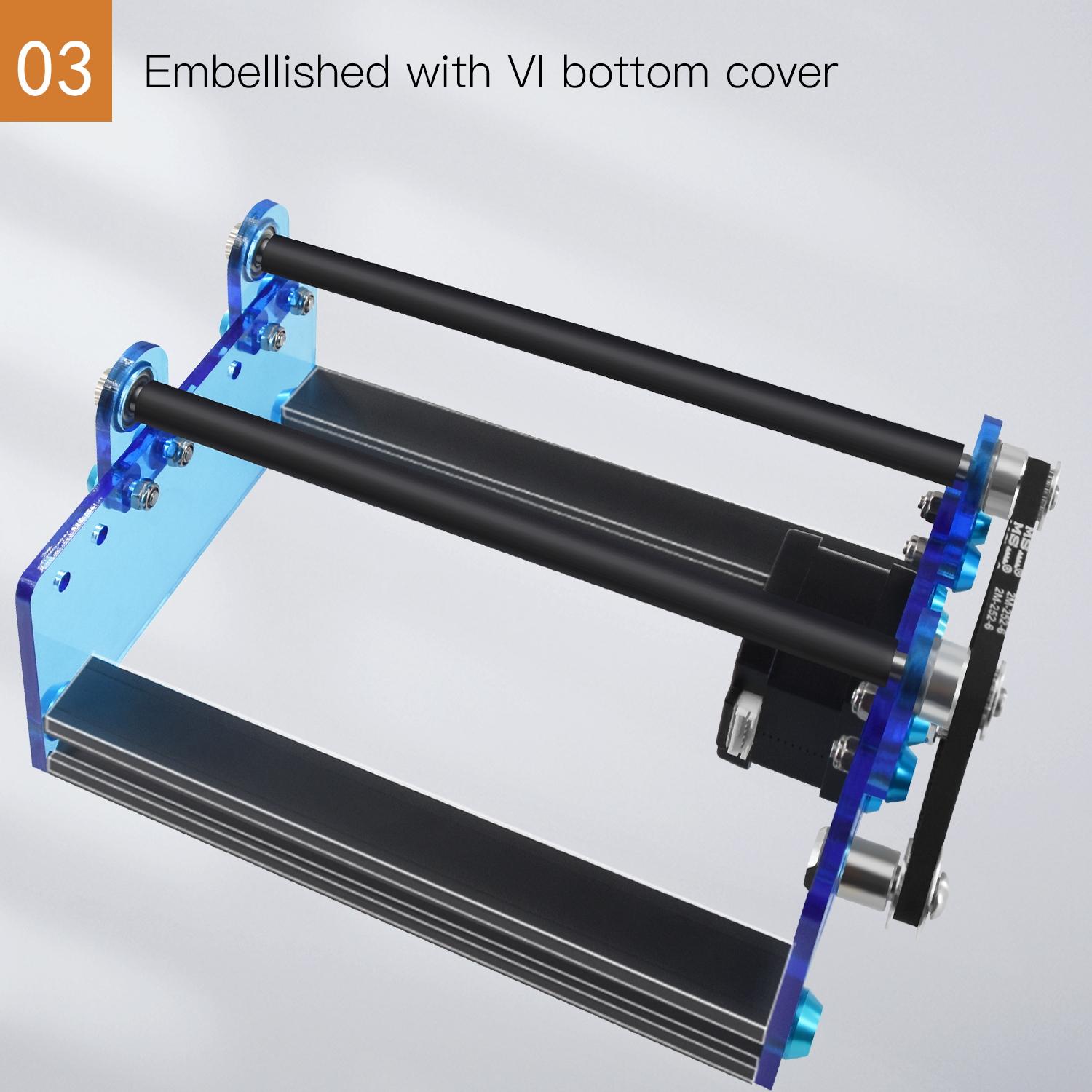 Rotary Roller, Engraver Y-axis Rotary Roller Engraving Module for Engraving Cylindrical Objects Cans，Adjustable to 5 roller positions, Rotary roller is compatible with Lightburn and LaserGRBL, Compatible with Most Engraving Machines
