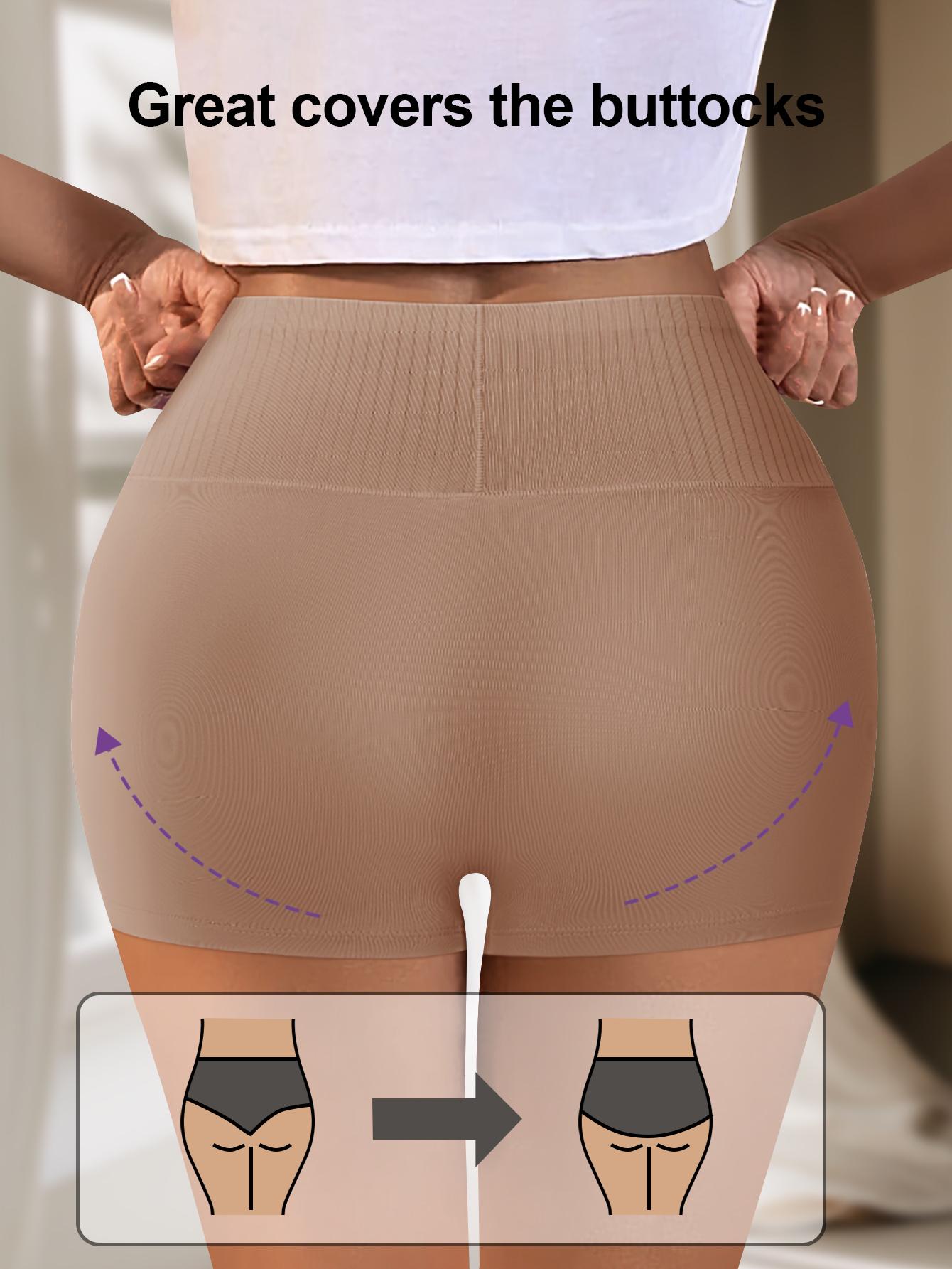 QUASTI 4/5 Pack Ribbed Waist Spliced Safety Shorts, High Waist Anti-Chafing Slip Shorts Under Dresses Women Daily Layering Shorts S-4XL Fit Minimalist