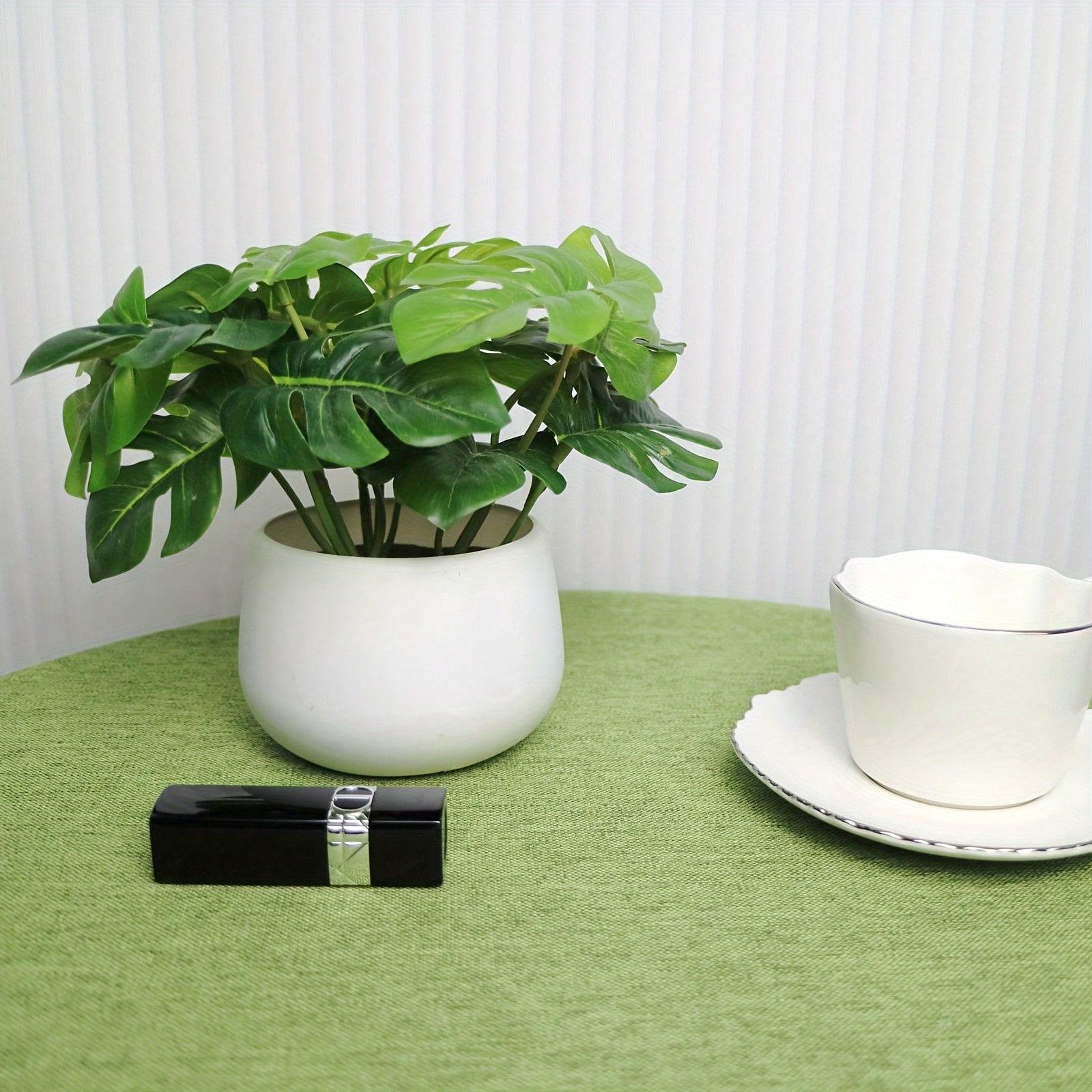 1pc Artificial Monstera Plant in A White Pot, 6-inch Potted Artificial Green Plant, Perfect for Decorating Dining Tables, Home Interiors, and Office Bookshelves. Maintenance-free—no Watering Required.