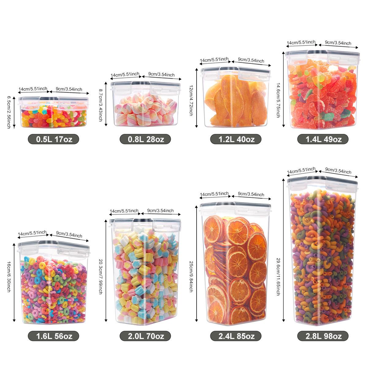 7/15/24-piece set Stackable Airtight Pantry Storage Containers, Leakproof Plastic Food Containers for Flour, Sugar & Cereal