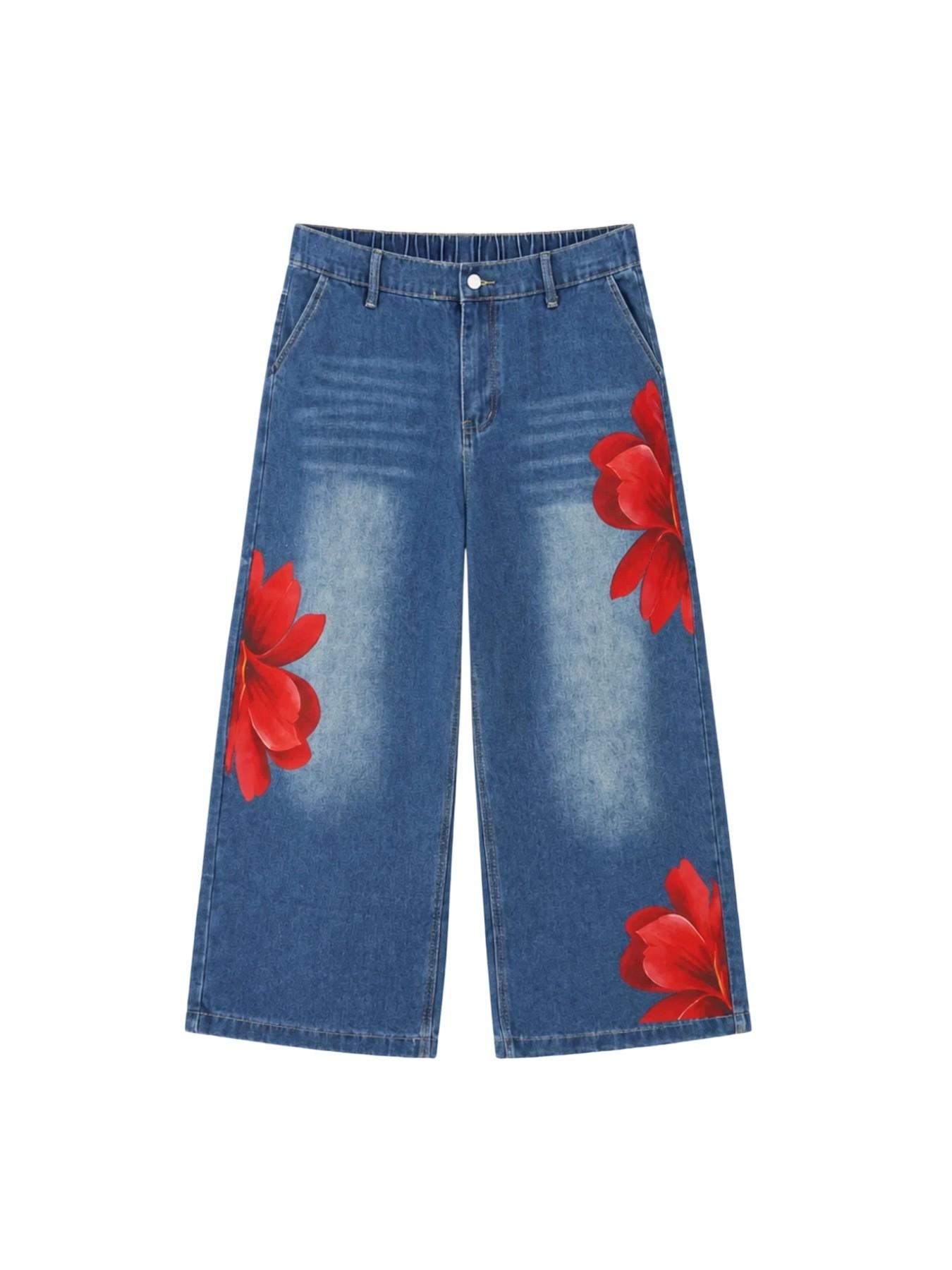 2026 Fall Women's Wide Leg Pants with Floral Print, High Waist Relaxed Fit, Stylish and Comfortable, Perfect for Casual Wear