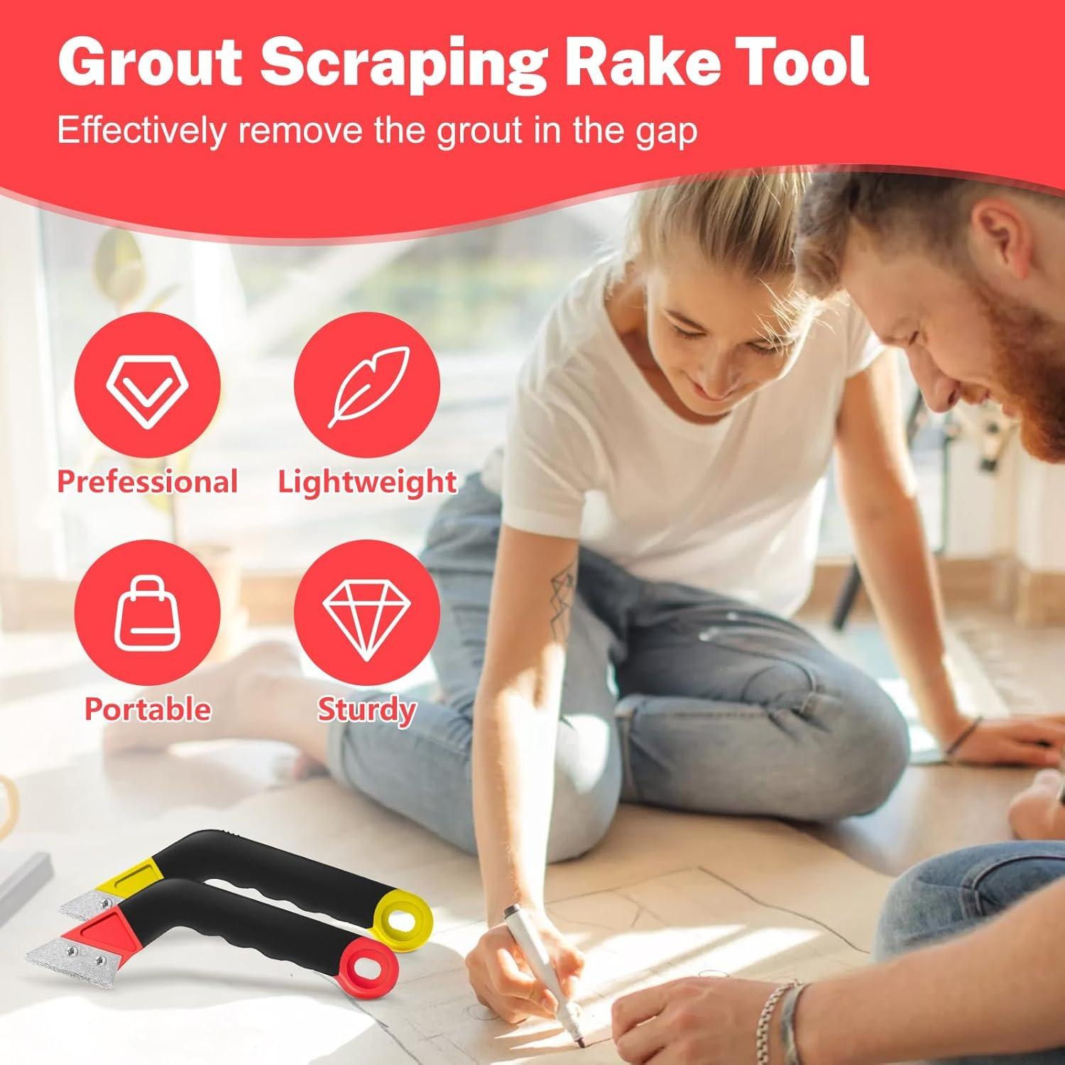 11 Pack Grout Removal Tool Kit/4 Pcs Grout Tool Applicator – Tile Tools for Smooth Finish, Caulking Tool Kit for Precise Sealing of Gaps, Edges & Corners, Works on All Tile Angles