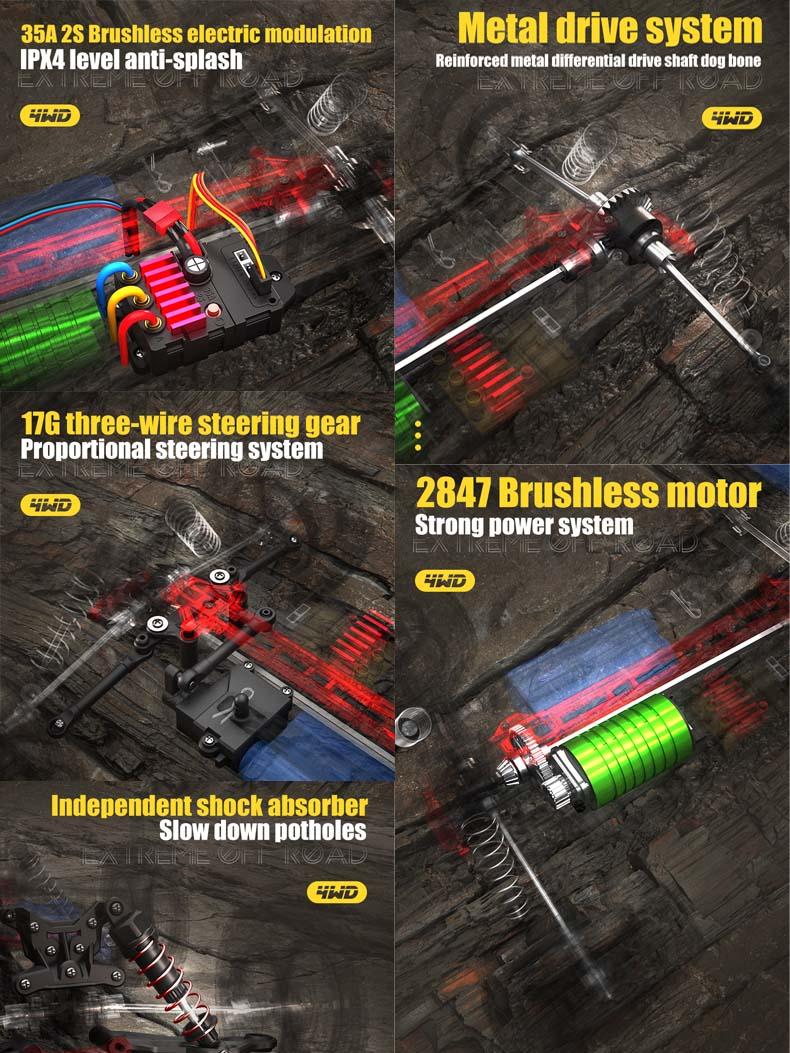 VISAS Remote Controlled Off-road Toy Car Q130, 1:14 70KM/H 4WD Highspeed rc- upgrades-Double Car Shell Competitive Brushless Motor RC Cars for Adults