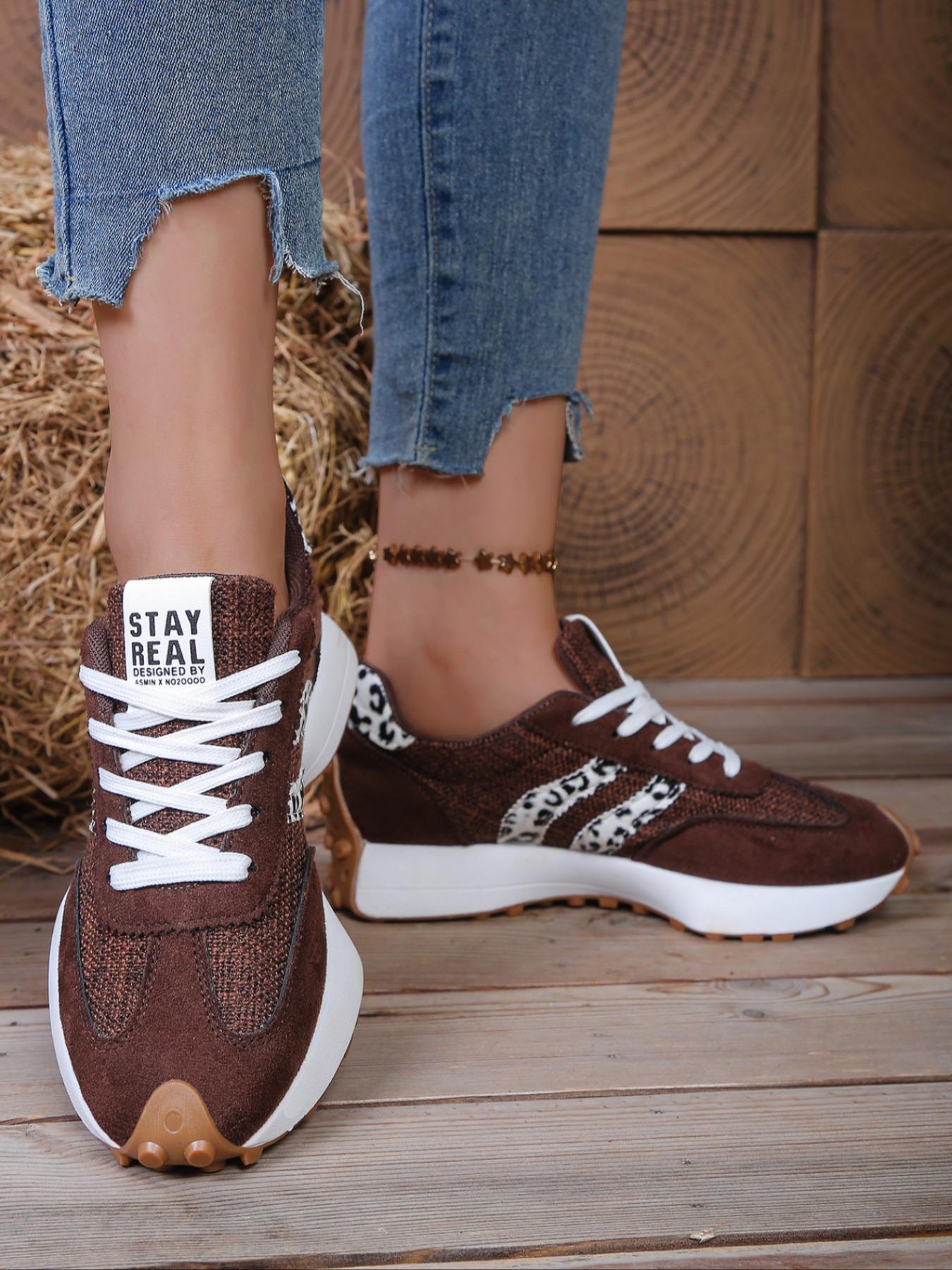 Women's Sporty Argo Shoes Spring & Fall Elegant Fashion Casual Round Toe Low Top Lace-Up Thick Sole Versatile Outdoor Running Shoes