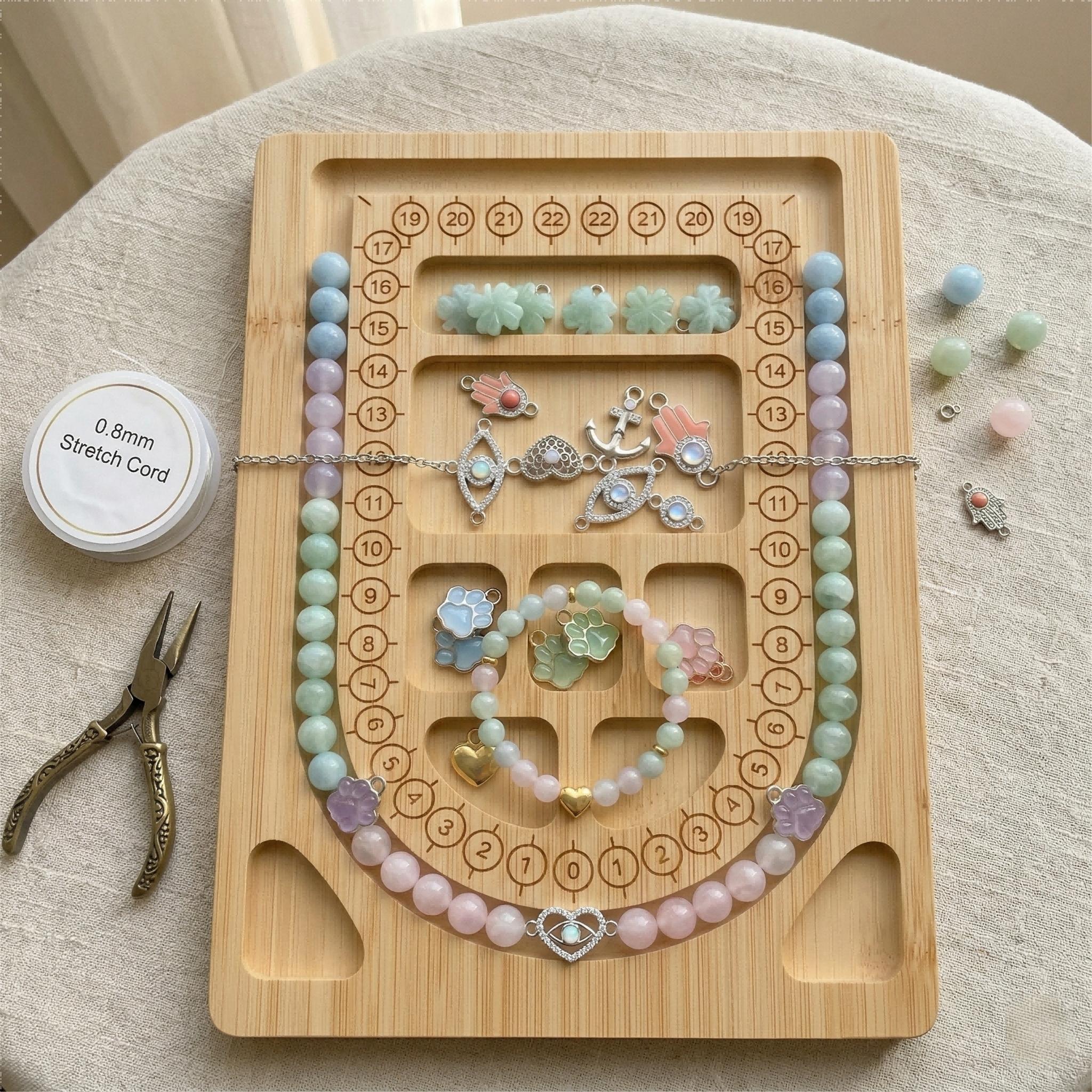 Mini Bead Board for Jewelry Making, Portable Bracelet & Necklace Design Tray, Compact Bamboo Beading Board for Travel DIY Mini Bead Board for Jewelry Making, Portable Bracelet & Necklace Design Tray, Compact Bamboo Beading Board for Travel DIY