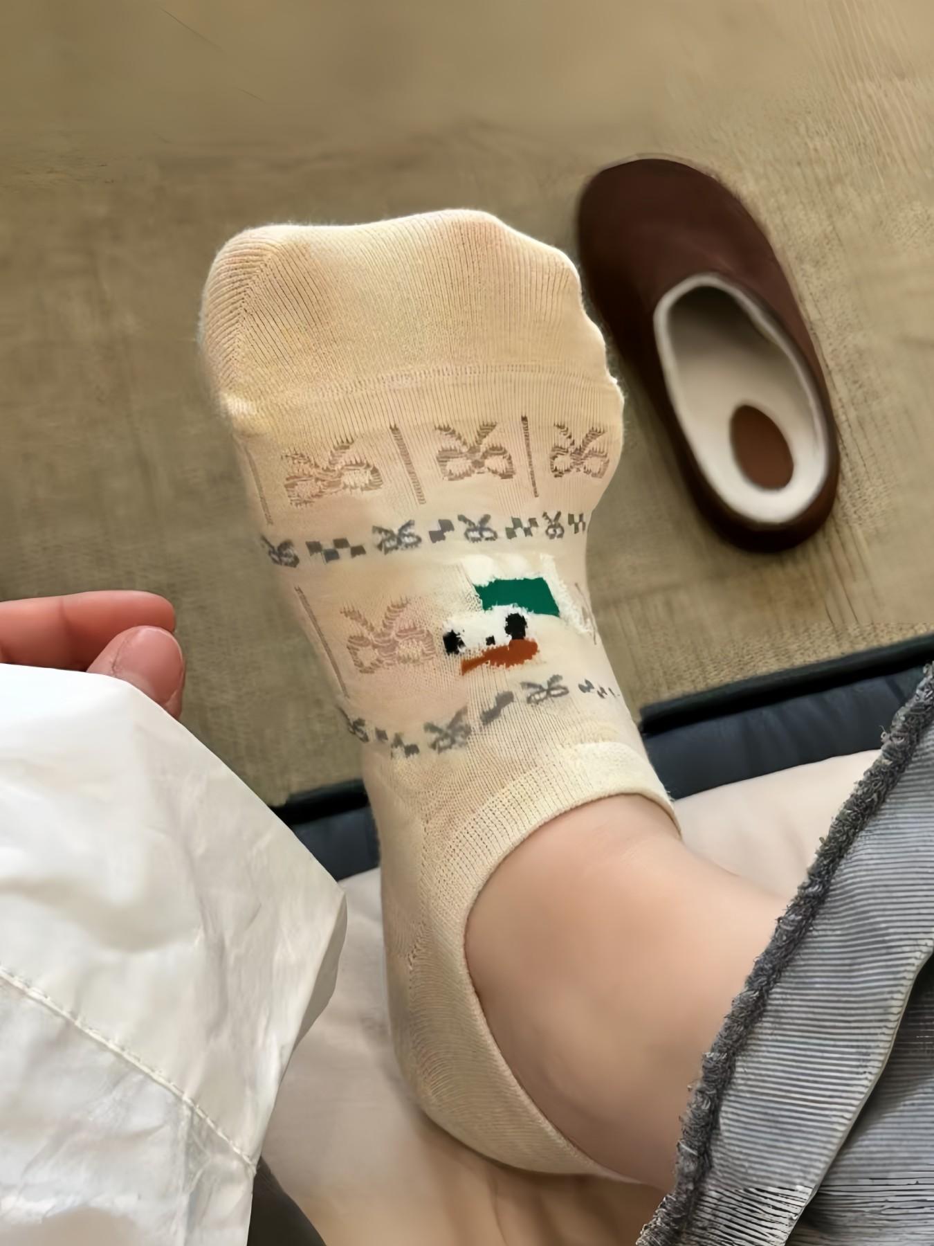 Women's 6 Pairs Invisible Socks, Cute Cartoon Animal Patterns, Daily Wear, Comfortable Fashion Design, Perfect Gift Choice