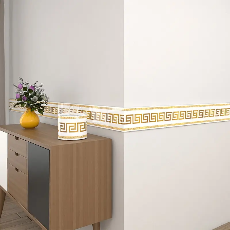 Self-Adhesive Baseboard Wall Border Strip, Thick Waterproof Decorative Trim, 500cm X 10cm, for Windowsill & Door Frame, Living Room Decor, Interior Walls Edging Border, Self Adhesive PVC