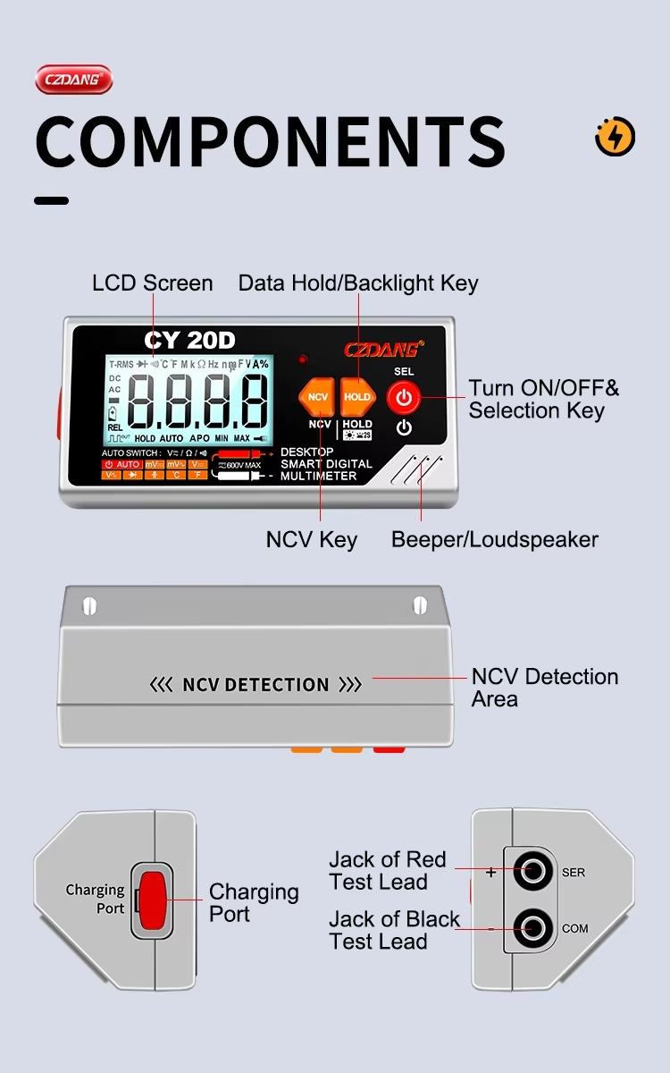 Desktop Digital Multimeter, Voice Function, Electrician Multi Tester, Backlit Bright Screen, Essential Tool for Electrical Work