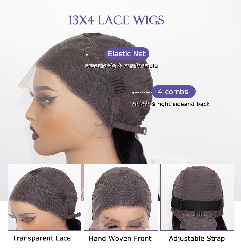 eullair Dark Blue Straight Wig 13x4 Glueless Wigs Pre Plucked Hd Lace Long Straight Dark Blue Wig For Women With Baby Hair