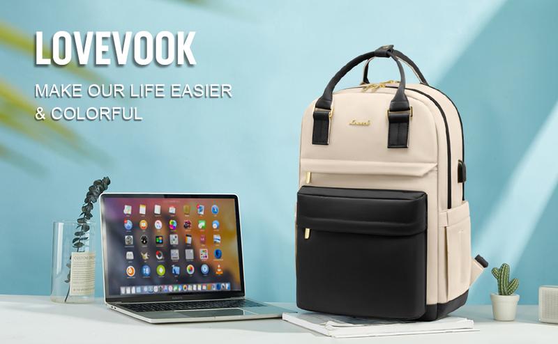 【Valentine's Day Gift】LOVEVOOK Laptop Backpack with USB Port, Backpack Purses for Women, Ideal Travel Backpacks for College, Work, Nursing, Travel, School Backpack, and Personal Item