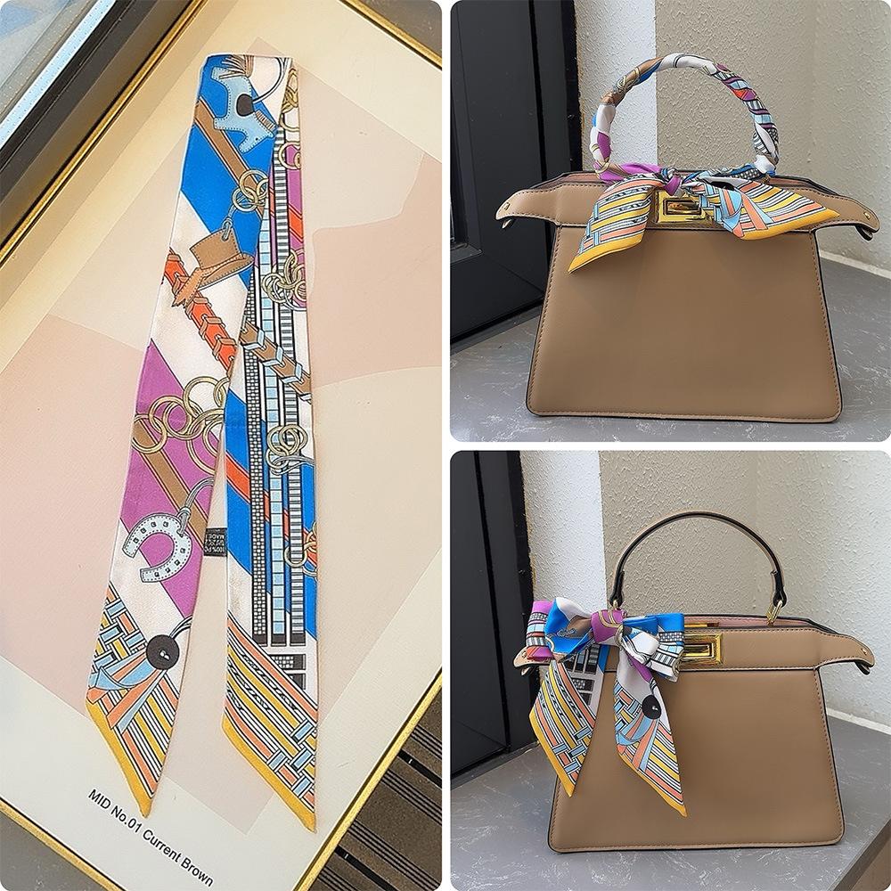 5-Piece Scarf Bag Set for Women, Narrow Scarf with Tie, Hair Accessory Neck Scarf, Fashion Gift Accessories, Ideal for Women