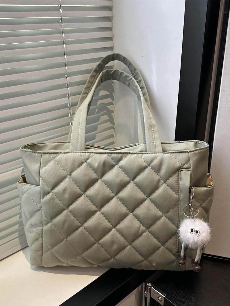 Women's New Large Capacity Lightweight Quilted Tote Bag, Casual Fashion Handheld Shoulder Bag, Perfect for Daily Use, Work, Commuting