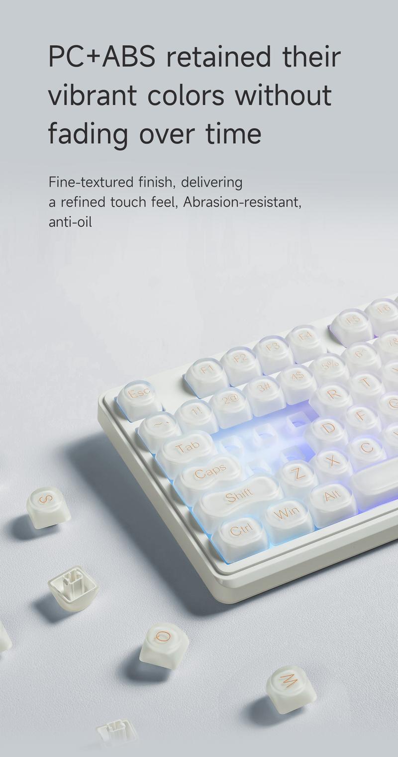 FURYCUBE IP98 Foudation Keyboard, 98 keys with Knob Transparent Keycaps Tri-Mode BT/2.4GHz/USB-C Cute Classic Keyboard with Number Pad, Media Knob Custom Mechanical Feel Keyboard, RGB Backlit Work/Office/Gaming Silent Keyboard, Budget Gift