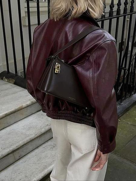 Women's Plain PU Leather Jacket, Casual Fitted Fall Outerwear Coat, Comfortable Moderate Fabric for Daily Wear & Office Use