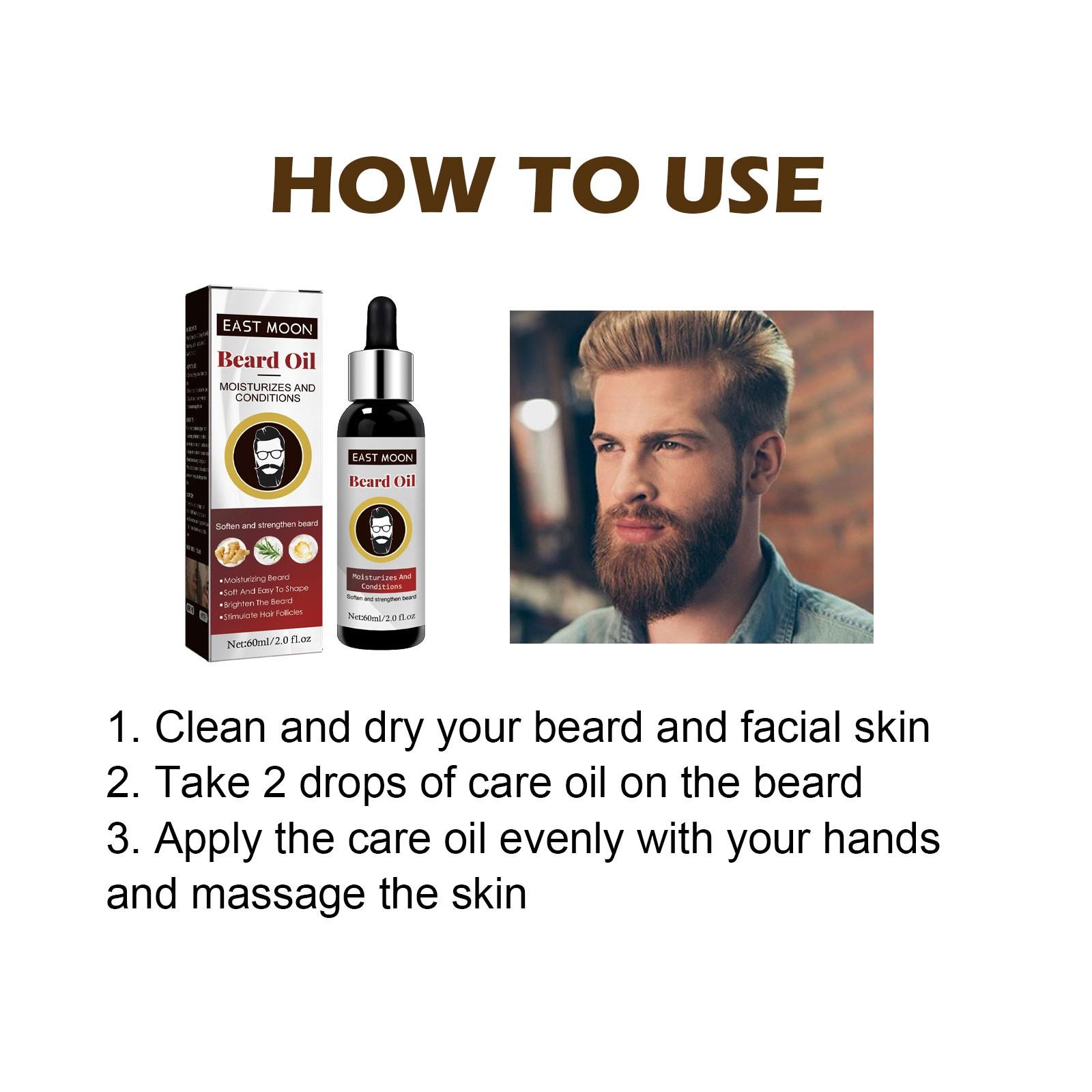 Men's Beard Care Oil, Dense Moisturizing Repair Strengthen Hair Growth, Essential Oils for Beards & Mustaches, Natural Ingredients